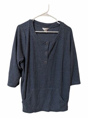 CJ Banks Navy Ribbed Knit Pullover